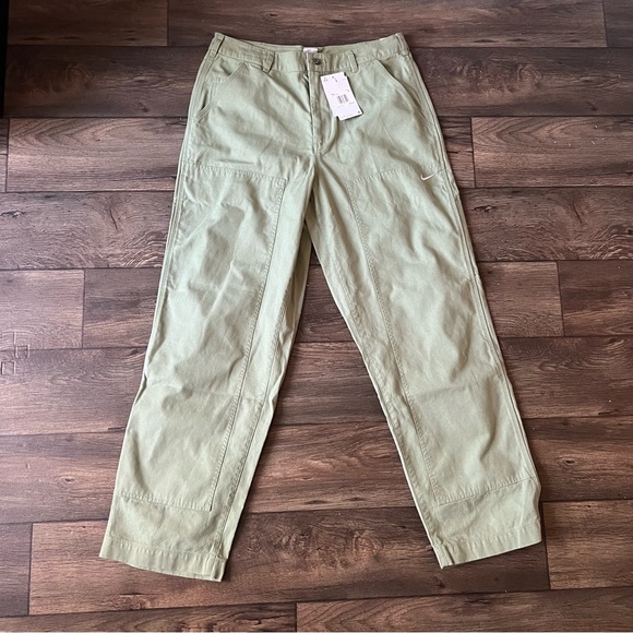 Nike Men's Life Double Knee Panel Pants Loose Fit Green Waist 34